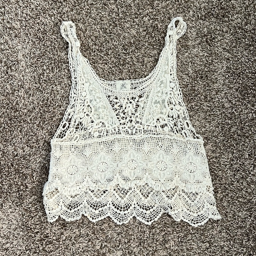 Crochet lace tank top double zero